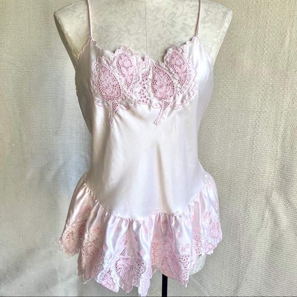 Victoria's Secret Other - Vintage Victoria’s Secret 70s 80s Pink Teddy Top Lingerie Bodysuit Onesie Romper